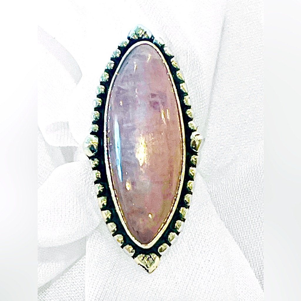 Kunzite Solid Sterling Silver Ring Sz 7